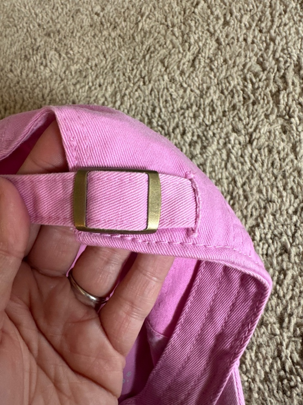 Pink Daisy Embroidered Baseball Cap. - Picture 5 of 6